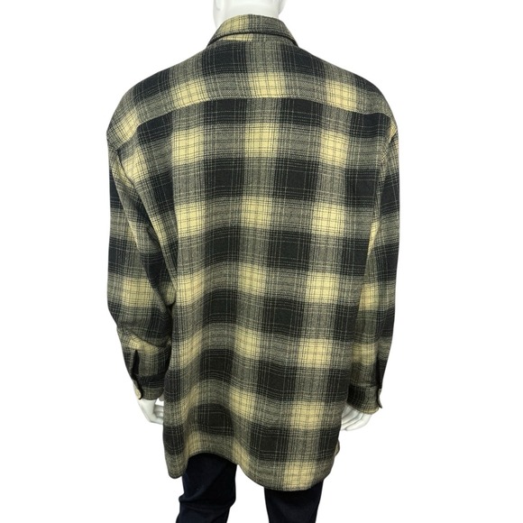 VTG Structure Plaid Wool Blend Flannel Shirt Jacket Men's XL Made In Italy - Picture 4 of 8
